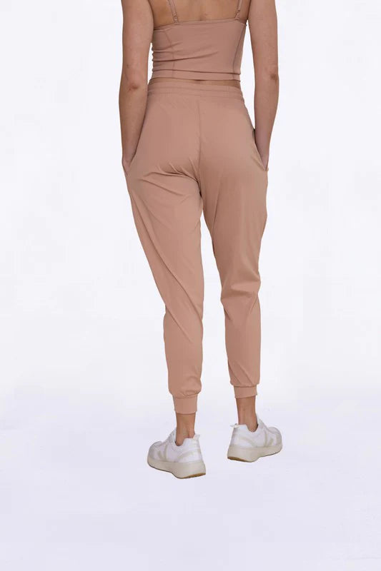 Mono B Solid Pleated Front Joggers - Mud - Kota Wellness