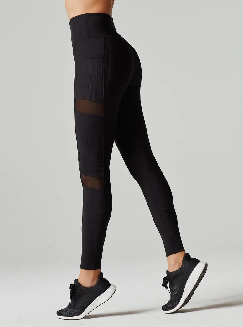Blanc Noir Directional Rib Legging - Black