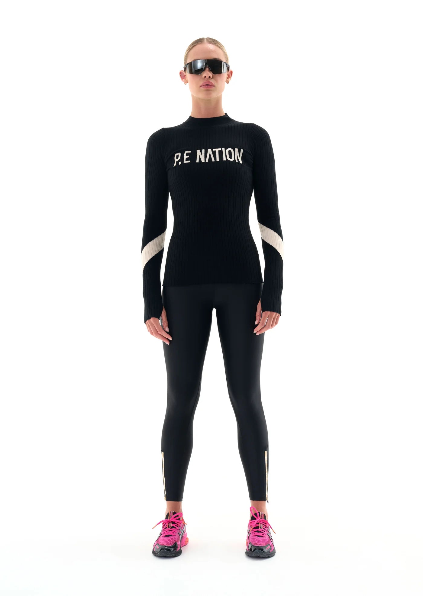 P.E Nation NORTH PEAK KNIT LS TOP IN BLACK