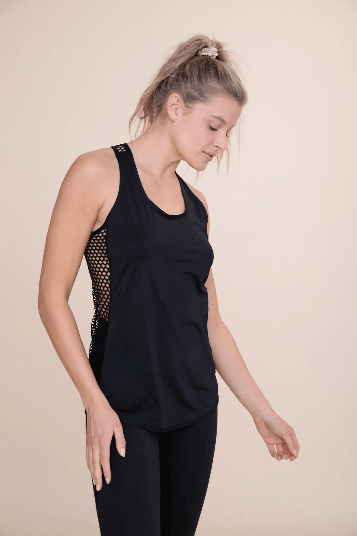 Mono B Fishnet Racerback Active Tank - Black - Kota Wellness