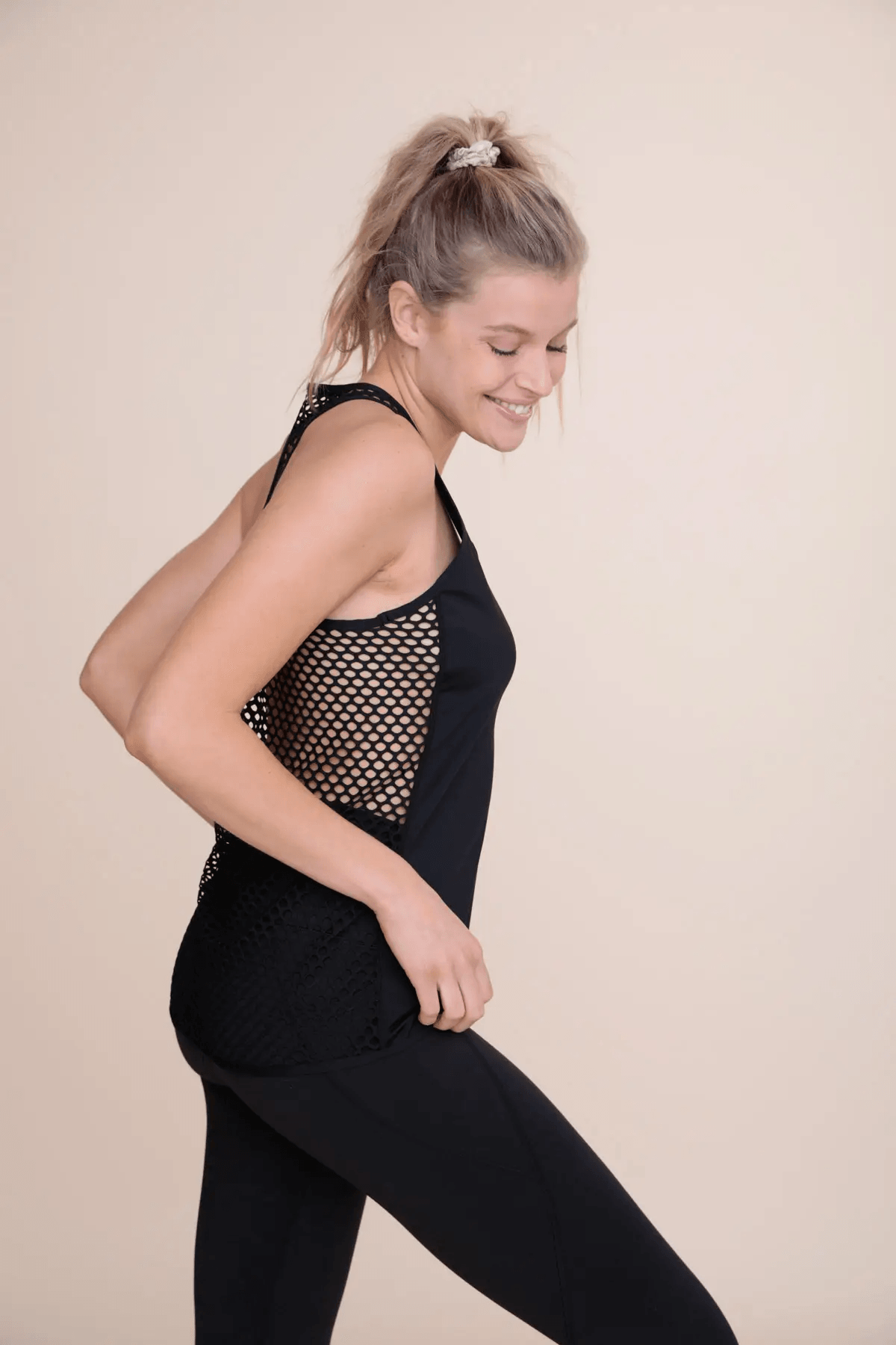 Mono B Fishnet Racerback Active Tank - Black - Kota Wellness