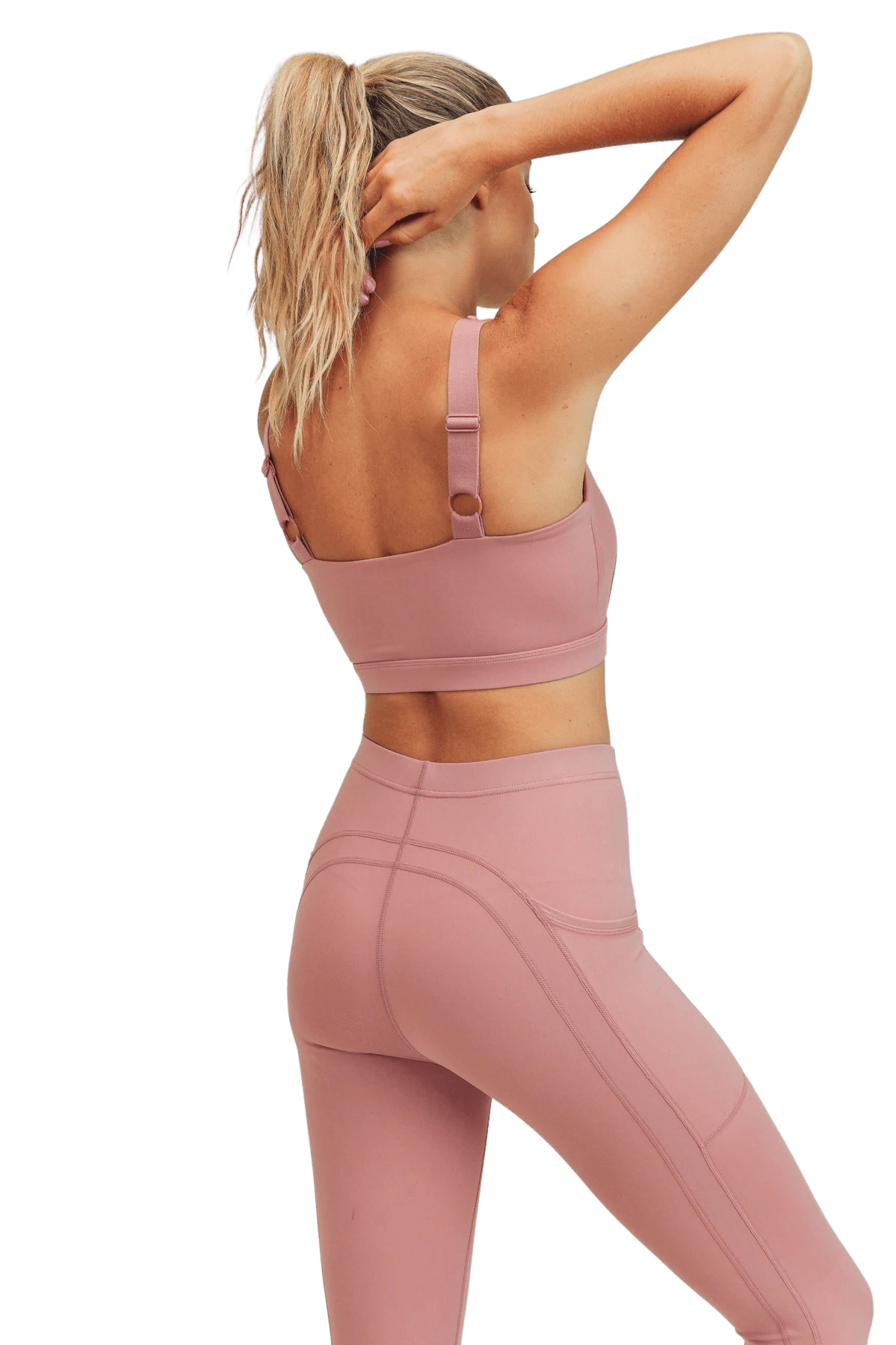 Mono B GREEN Harness Front Performance Sports Bra - Ash Rose - Kota Wellness