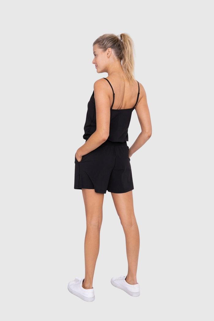 Mono B Solid Essential Sleeveless Romper - Black - Kota Wellness