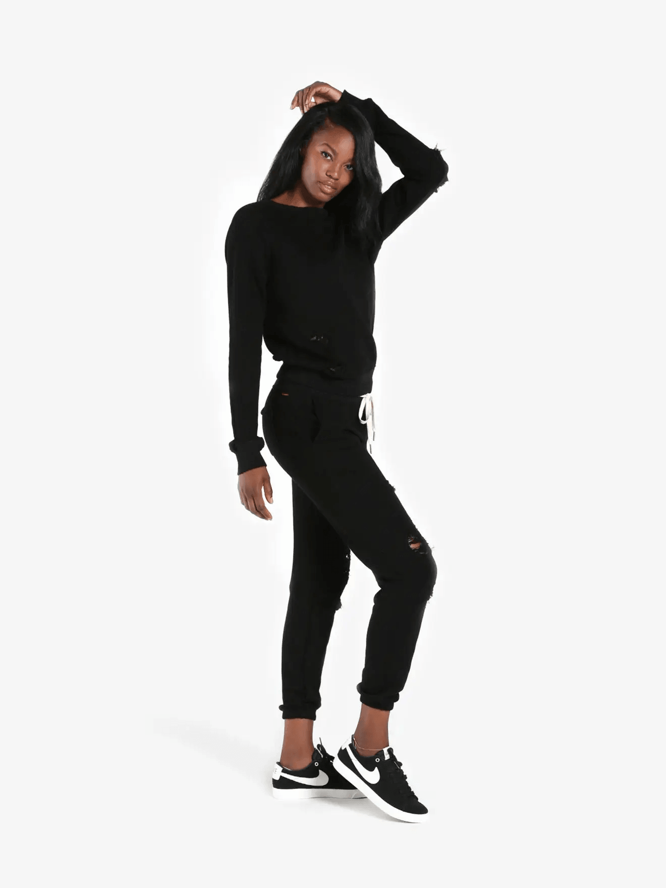 n:philanthropy Blackbird Deconstructed Sweatshirt - Black Cat - Kota Wellness