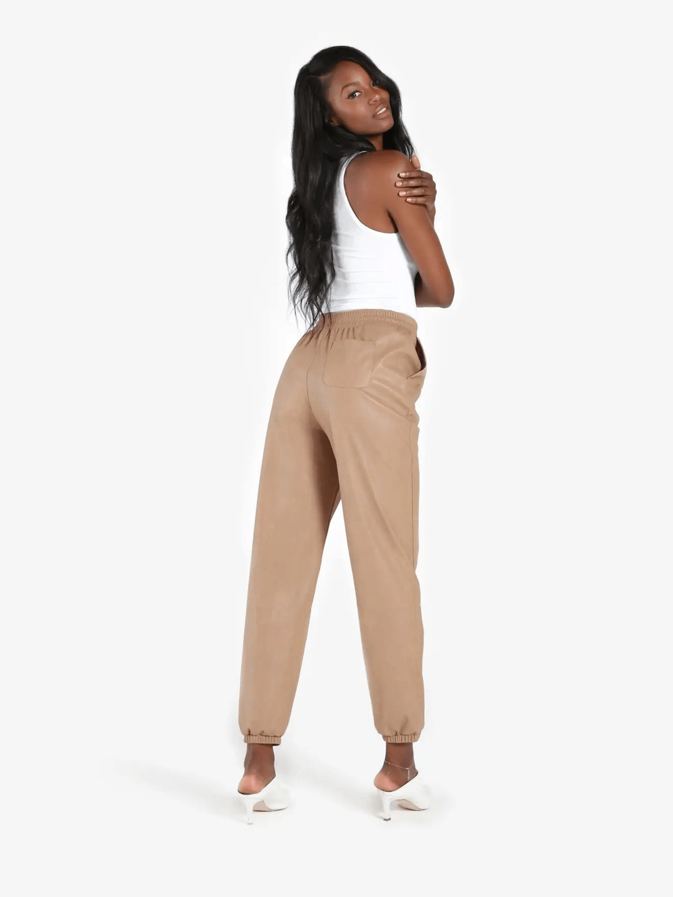 n:philanthropy Marten Vegan Leather Jogger - Camel - Kota Wellness