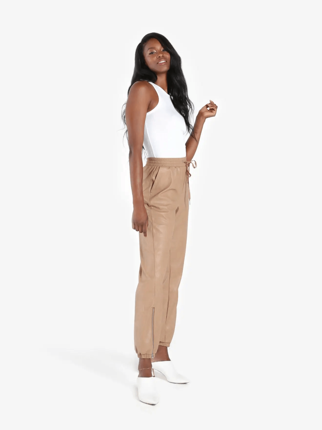 n:philanthropy Marten Vegan Leather Jogger - Camel - Kota Wellness