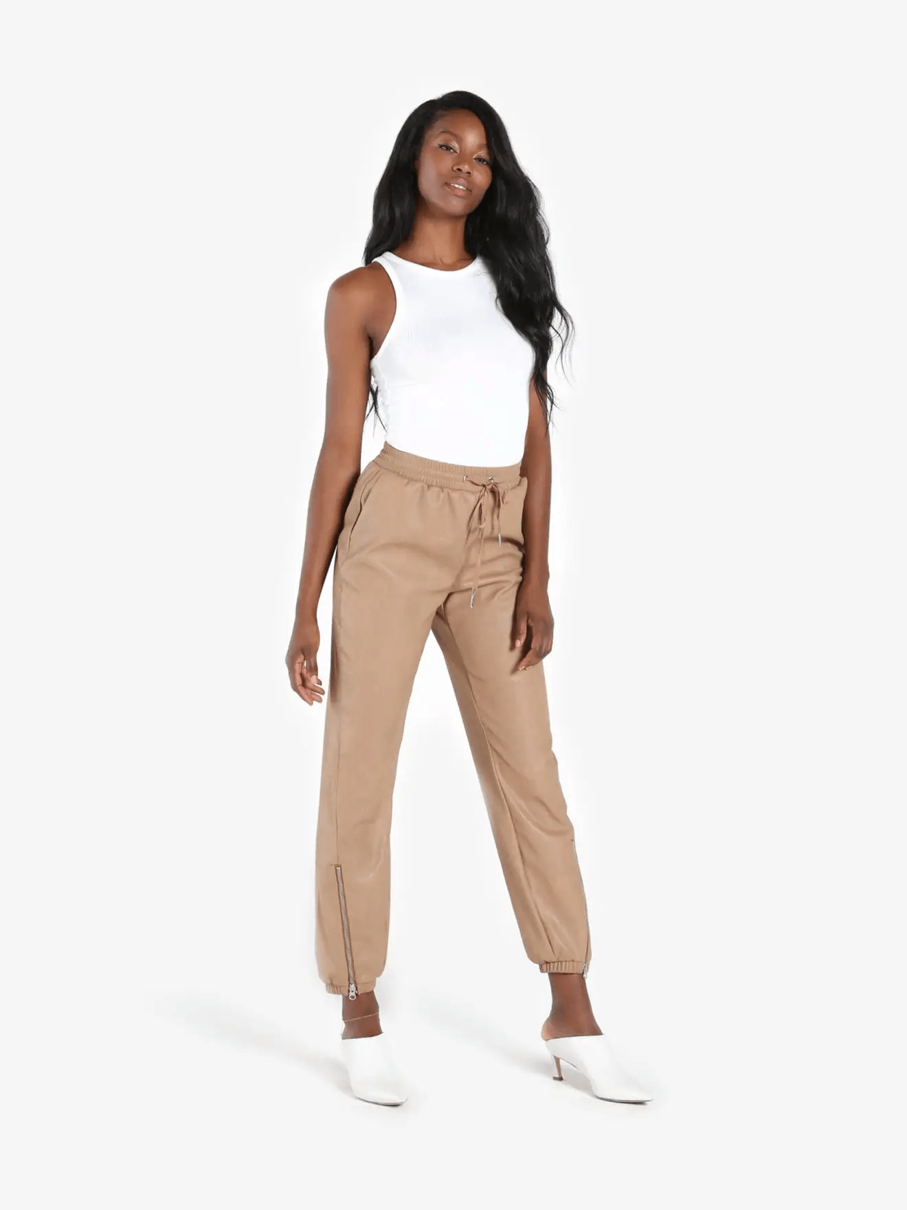 n:philanthropy Marten Vegan Leather Jogger - Camel - Kota Wellness