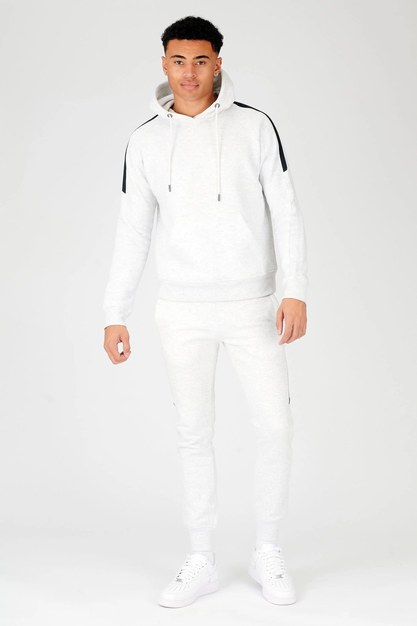 Men's Half Side Panel Pullover Hoodie - White