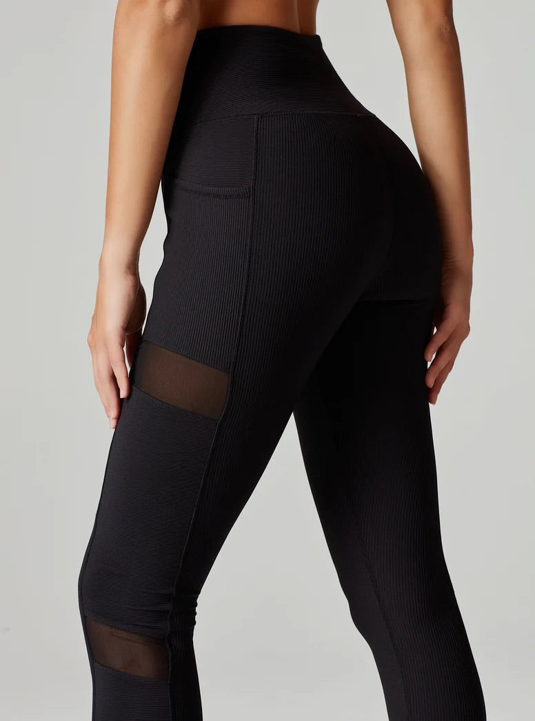 Blanc Noir Directional Rib Legging - Black