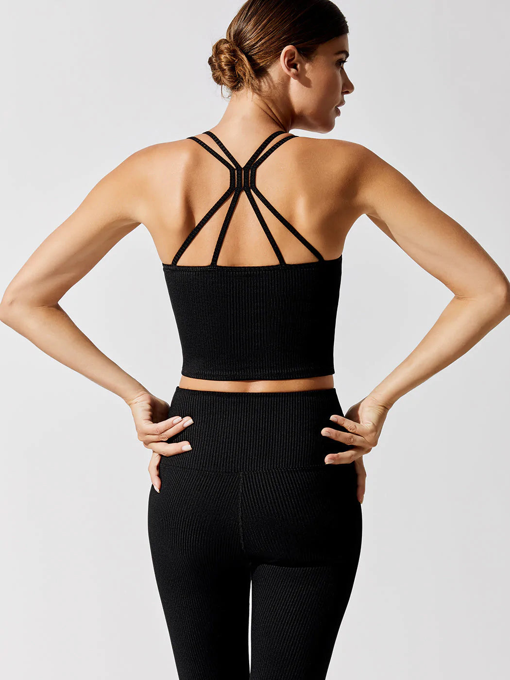 Carbon38 Ribbed Cami Bra - Black