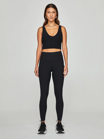 Carbon38 V-Neck Longline Bra in Melt - Black