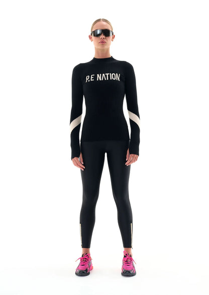 P.E Nation NORTH PEAK KNIT LS TOP IN BLACK