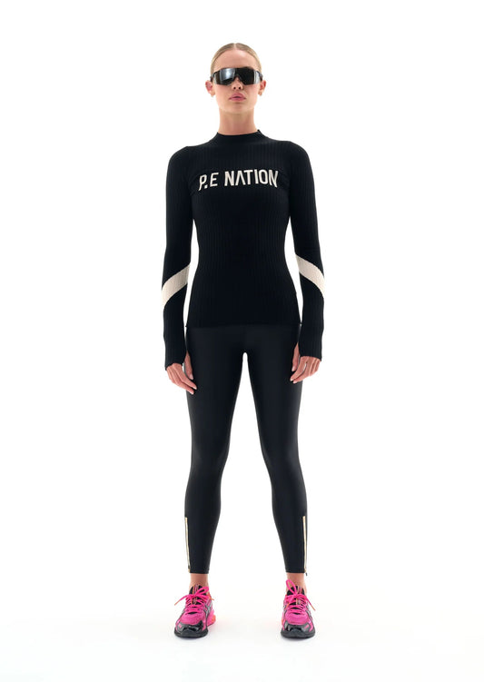 P.E Nation NORTH PEAK KNIT LS TOP IN BLACK