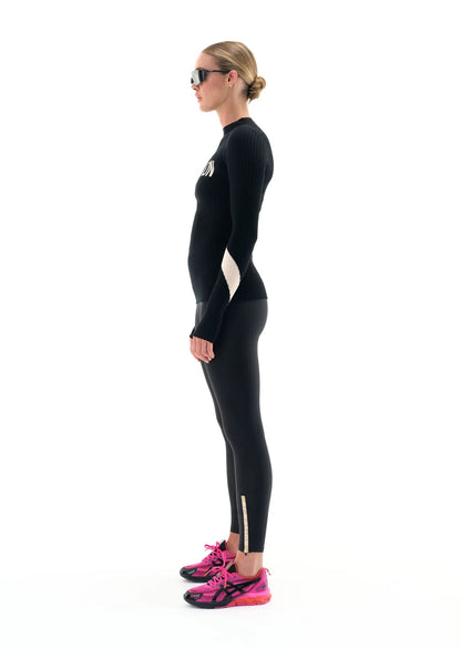 P.E Nation NORTH PEAK KNIT LS TOP IN BLACK