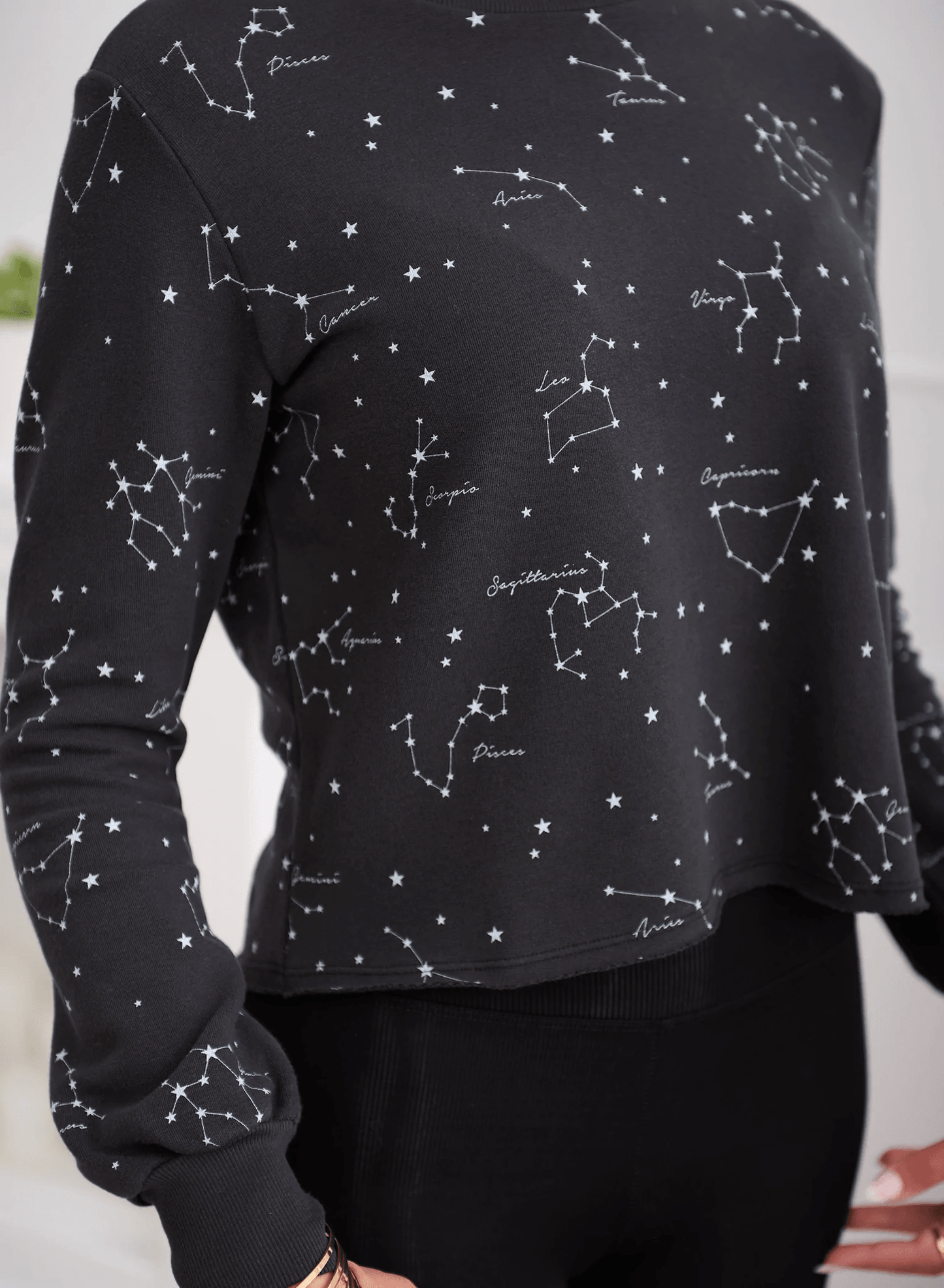 CHRLDR ASTRO NIGHT Lounge Balloon Sleeve Top - Black - Kota Wellness
