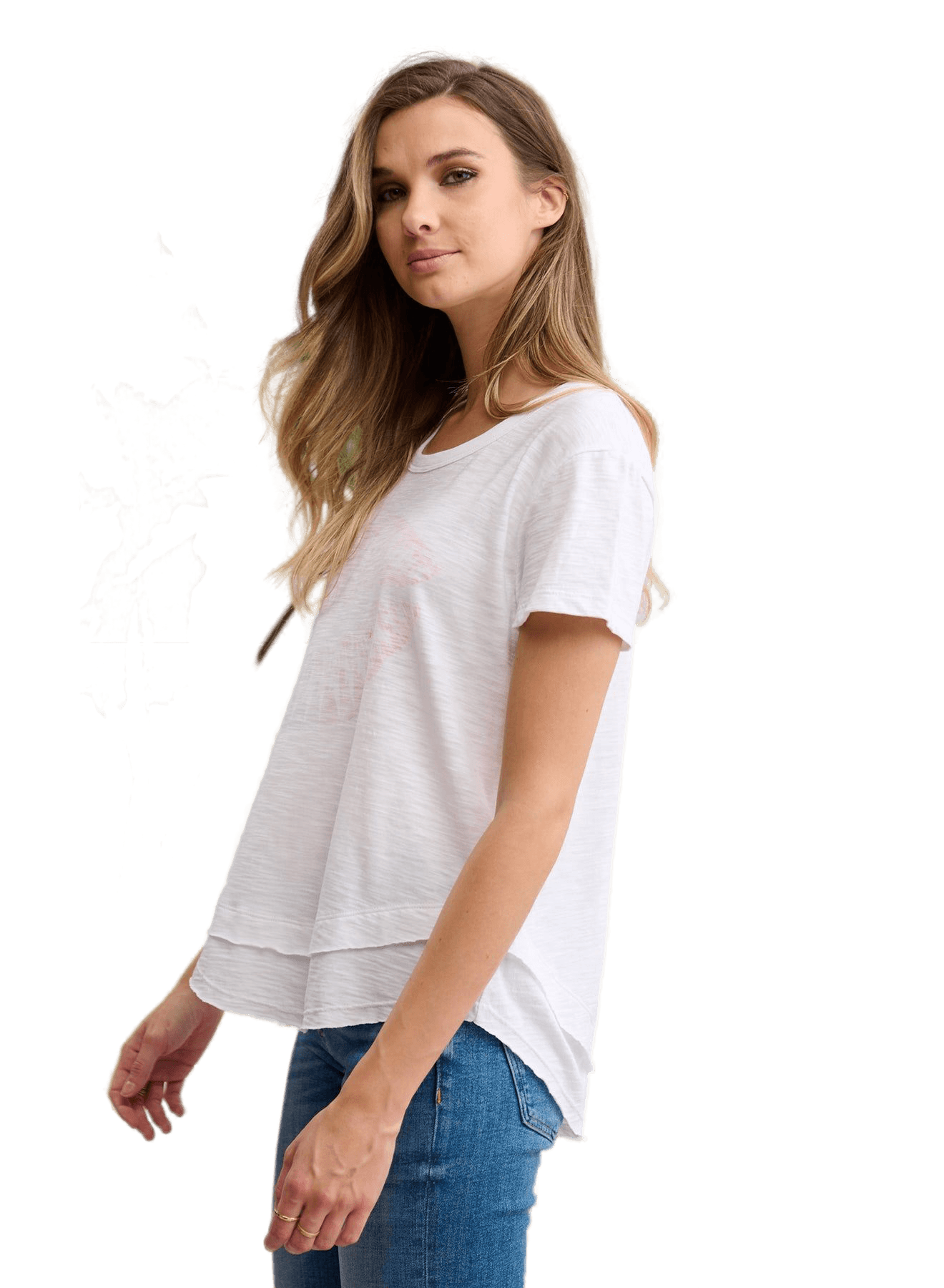 CHRLDR BOLT LIPS Mock Layer T-Shirt - White - Kota Wellness