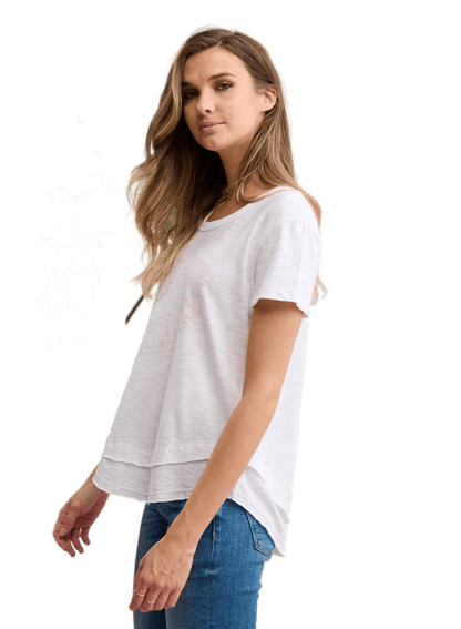 CHRLDR BOLT LIPS Mock Layer T-Shirt - White - Kota Wellness