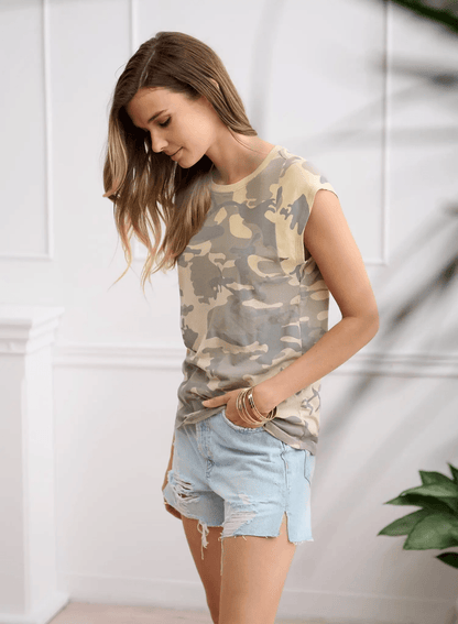 CHRLDR FADED CAMO Wide T-Shirt - Taupe - Kota Wellness