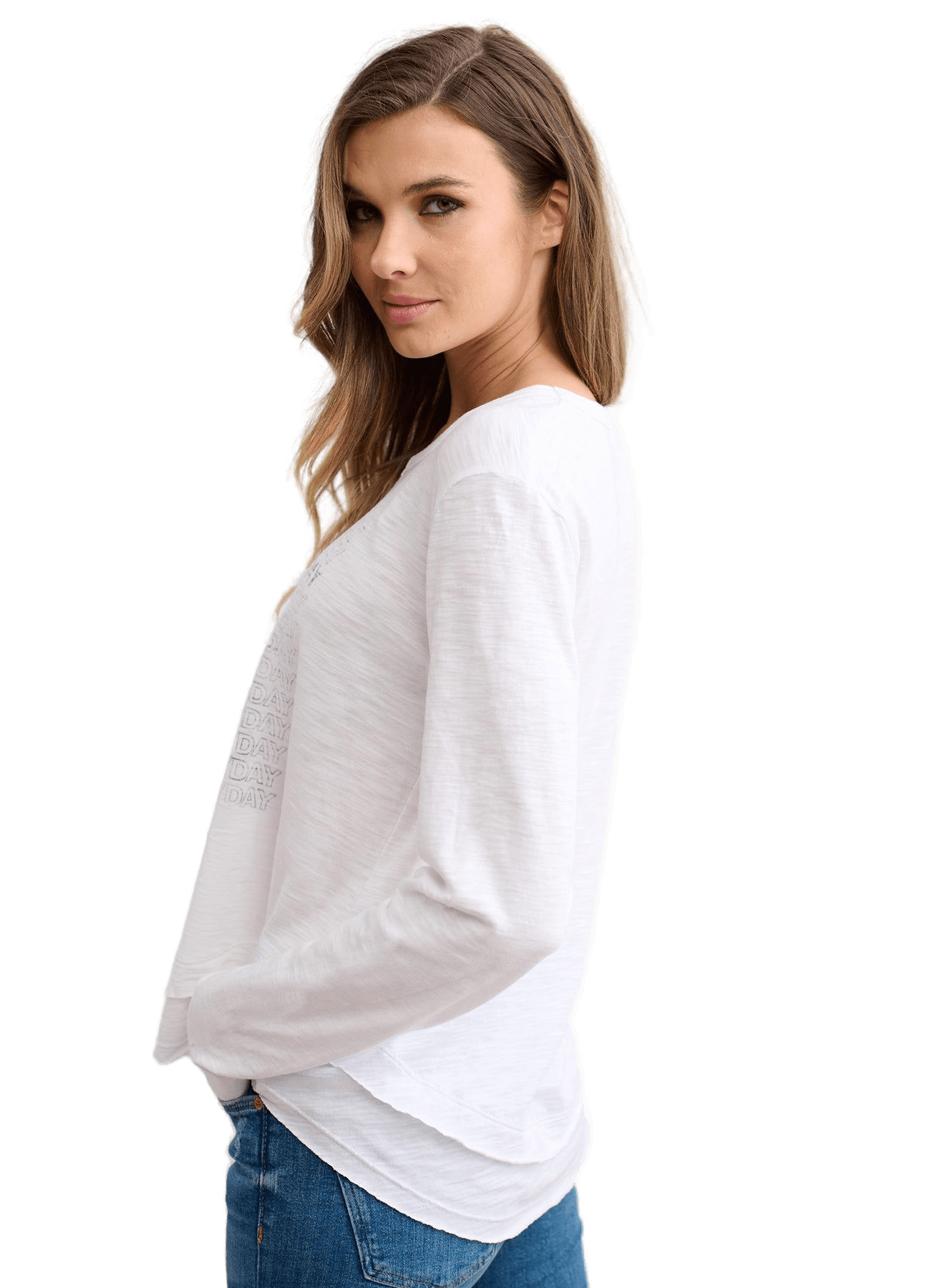 CHRLDR GRATEFUL EVERYDAY Mock Layer LS T-Shirt - White - Kota Wellness