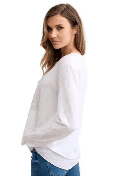 CHRLDR GRATEFUL EVERYDAY Mock Layer LS T-Shirt - White - Kota Wellness