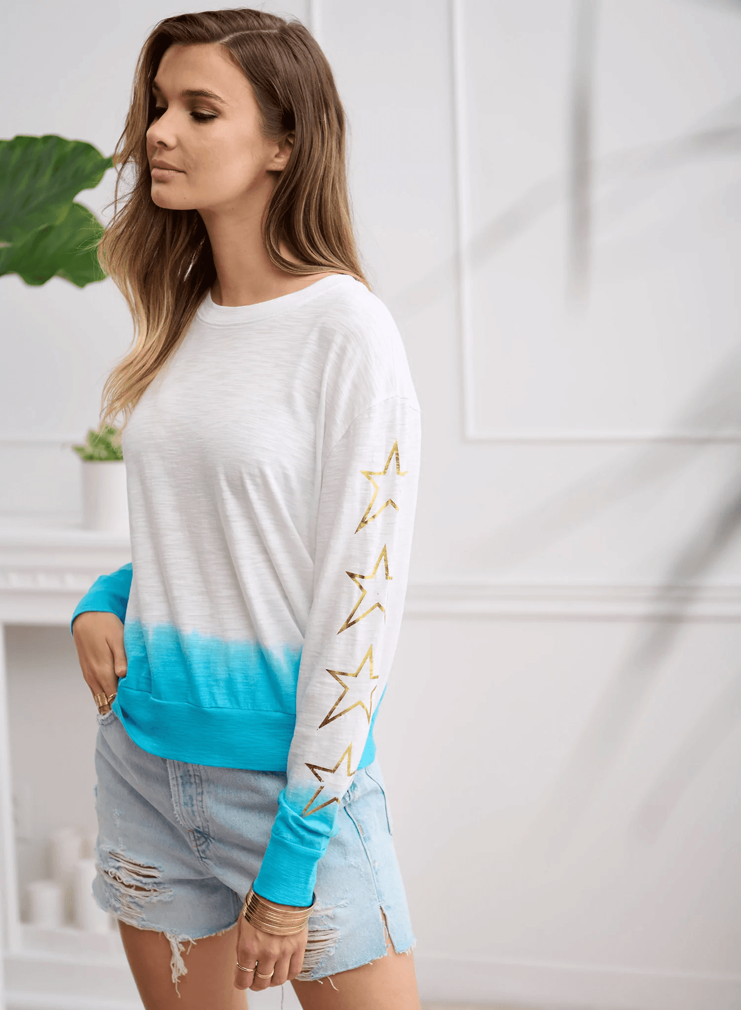 CHRLDR SLEEVE ROCK STAR Long Sleeve T-Shirt - Aqua - Kota Wellness