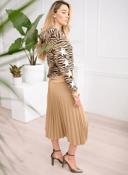 CHRLDR SLEEVE STAR TIGER Crop Pullover Hoodie - Camel - Kota Wellness