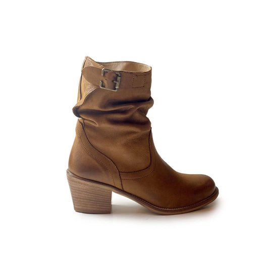Eccellenza Donna MICHI Nubuck Leather Heel Ankle Boots - Tan Leather - Kota Wellness