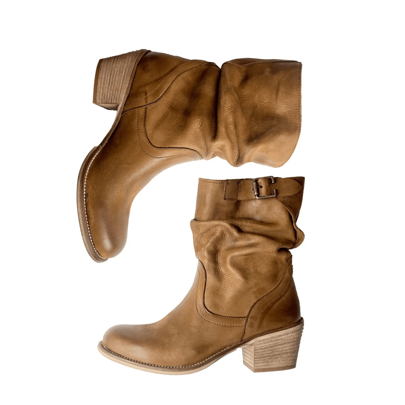 Eccellenza Donna MICHI Nubuck Leather Heel Ankle Boots - Tan Leather - Kota Wellness