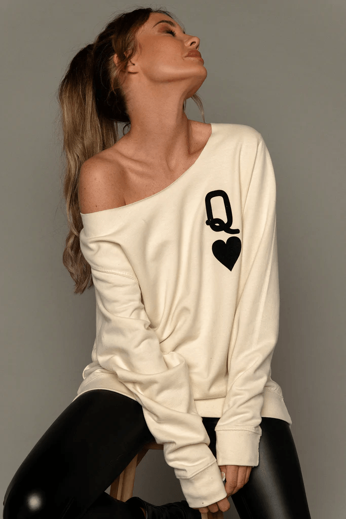 James Steward Queen of Hearts Oversized Sweatshirt - Vanilla/Cream - Kota Wellness