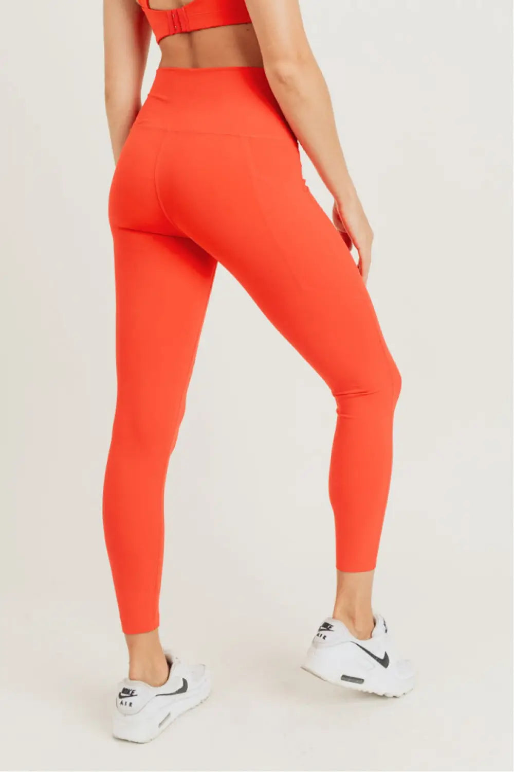 Mono B Laser-Cut and Bonded Essential Foldover High-Waisted Legging - Orange