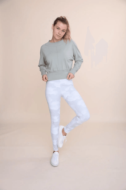 Mono B Dolman Sleeve Paneled Top - Sage - Kota Wellness
