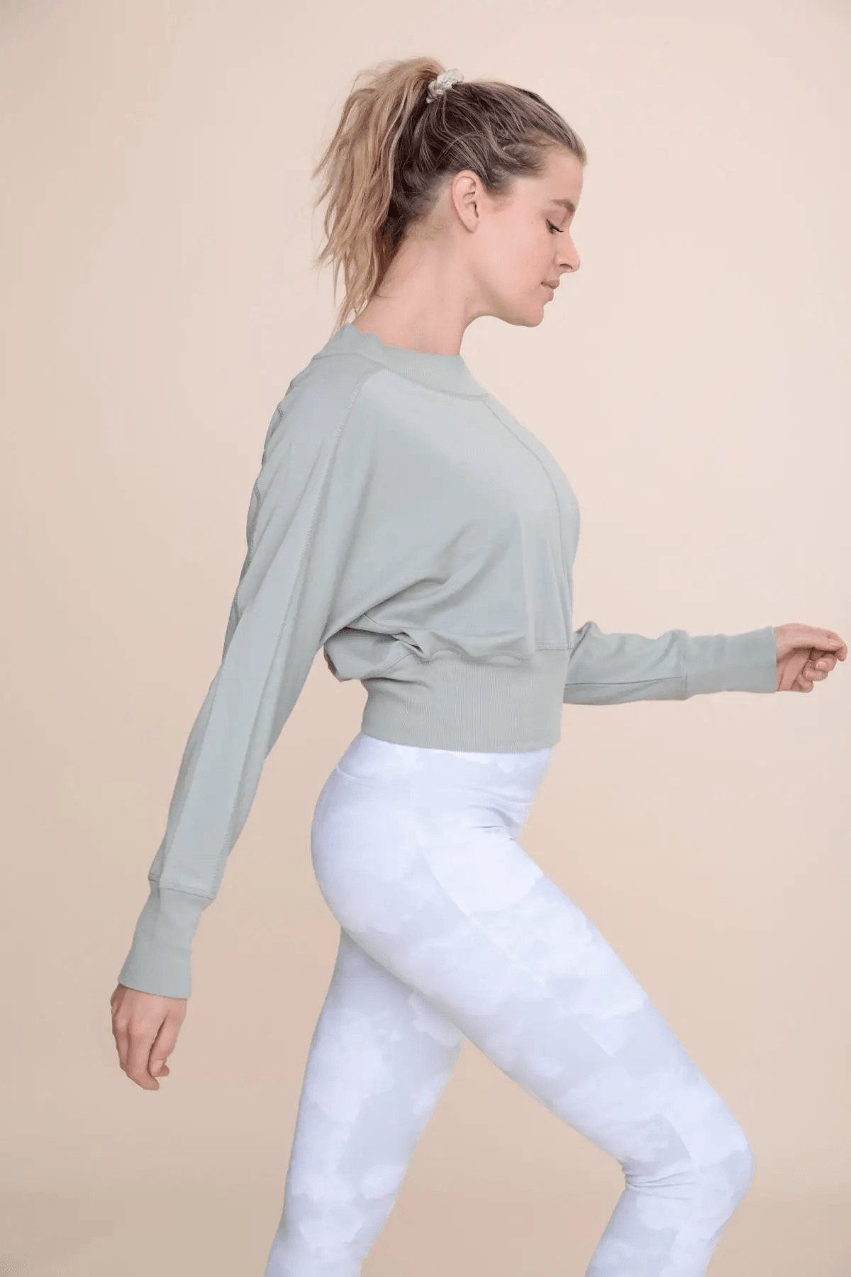 Mono B Dolman Sleeve Paneled Top - Sage - Kota Wellness