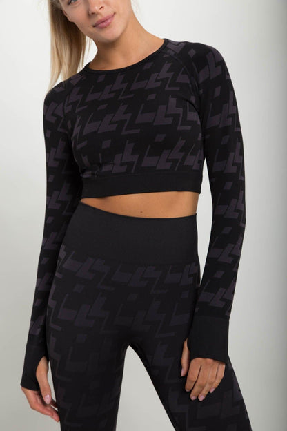 Mono B Seamless Geometric High-Waisted Legging - Charcoal