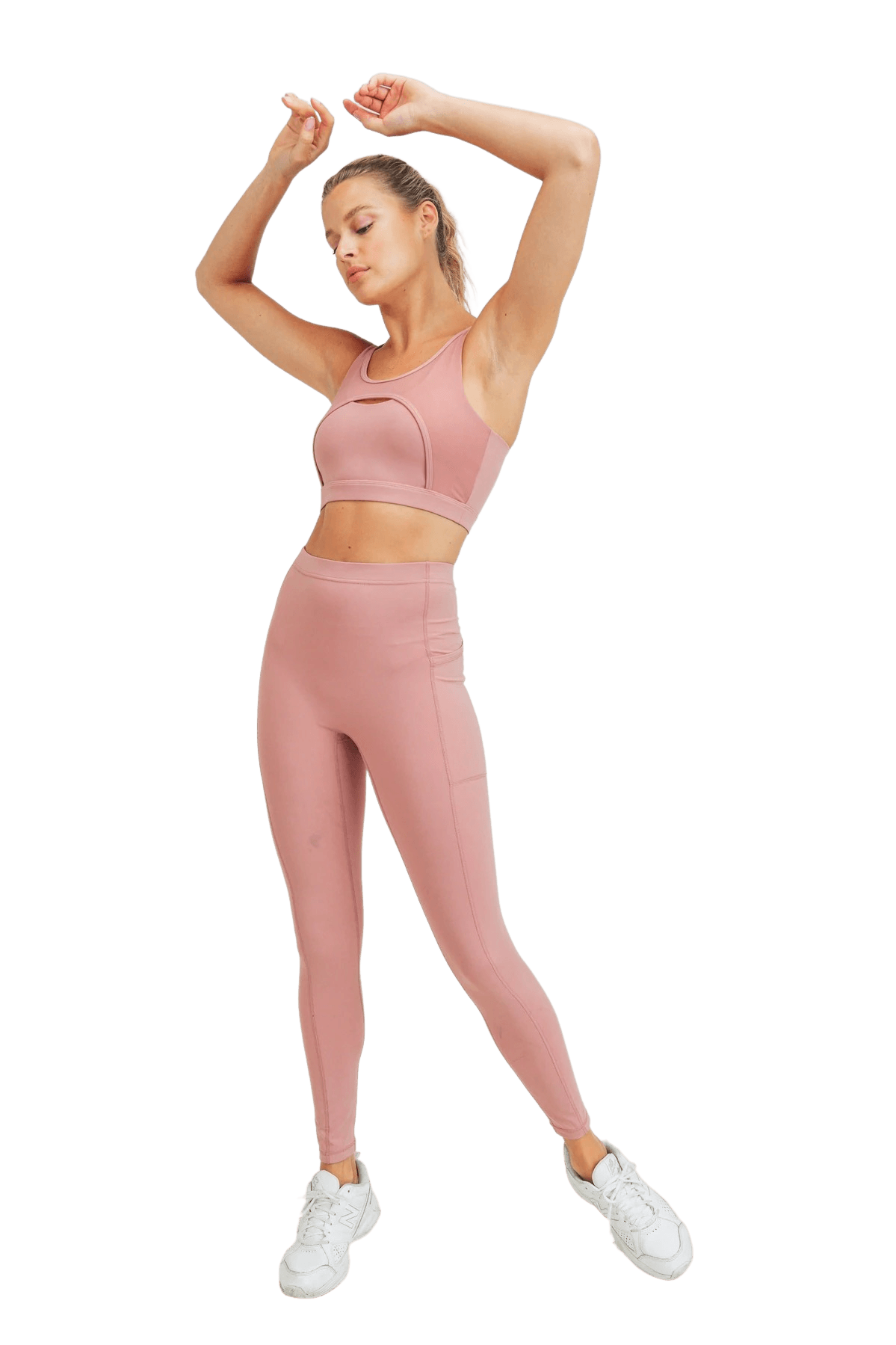 Mono B GREEN Harness Front Performance Sports Bra - Ash Rose - Kota Wellness