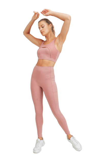 Mono B GREEN Harness Front Performance Sports Bra - Ash Rose - Kota Wellness