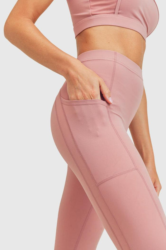 Mono B GREEN No Front Seam Swoop Leggings - Ash Rose - Kota Wellness