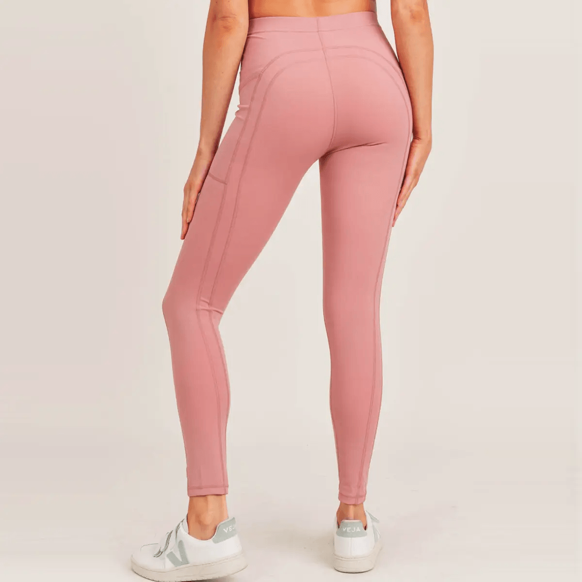 Mono B GREEN No Front Seam Swoop Leggings - Ash Rose - Kota Wellness