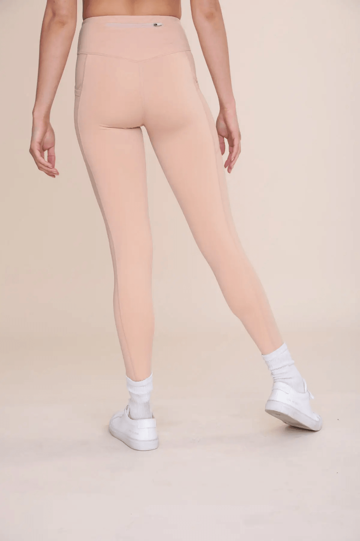 Mono B GREEN Overlay Mesh Pocket High-Waisted Leggings - Light Camel - Kota Wellness