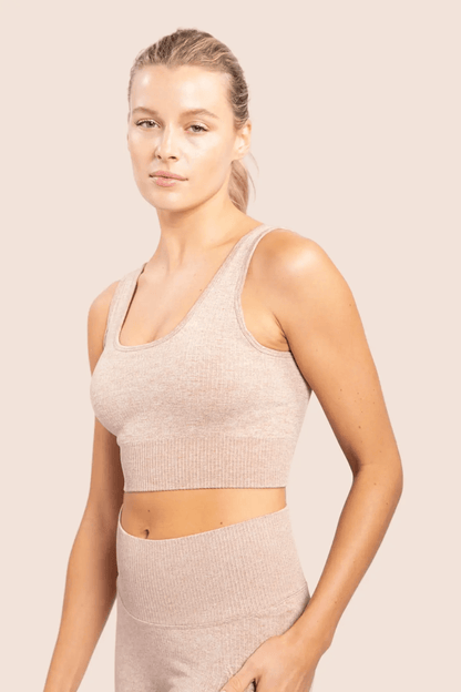 Mono B Hybrid Seamless Ribbed Sports Bra - Mud - Kota Wellness