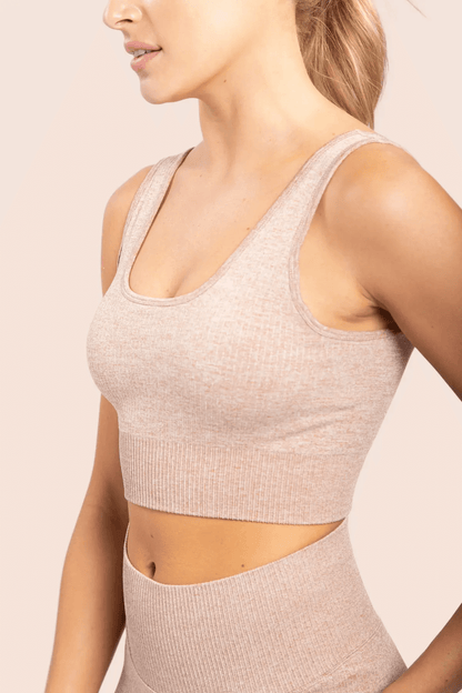 Mono B Hybrid Seamless Ribbed Sports Bra - Mud - Kota Wellness