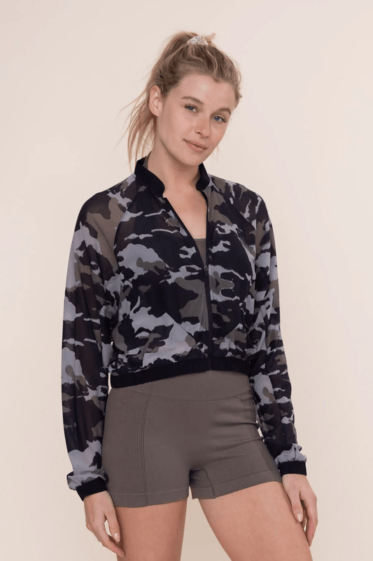 Mono B Jungle Active Cropped Jacket - Camo - Kota Wellness