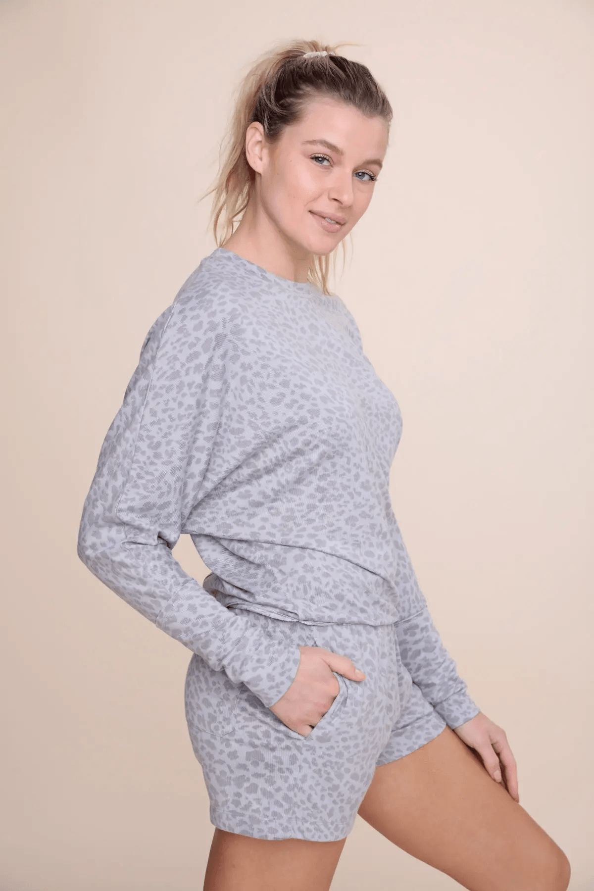 Mono B Leopard Print Dolman Lounge Top - Kota Wellness