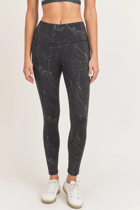 Mono B Marble Foil Print High-Waisted Leggings - Kota Wellness