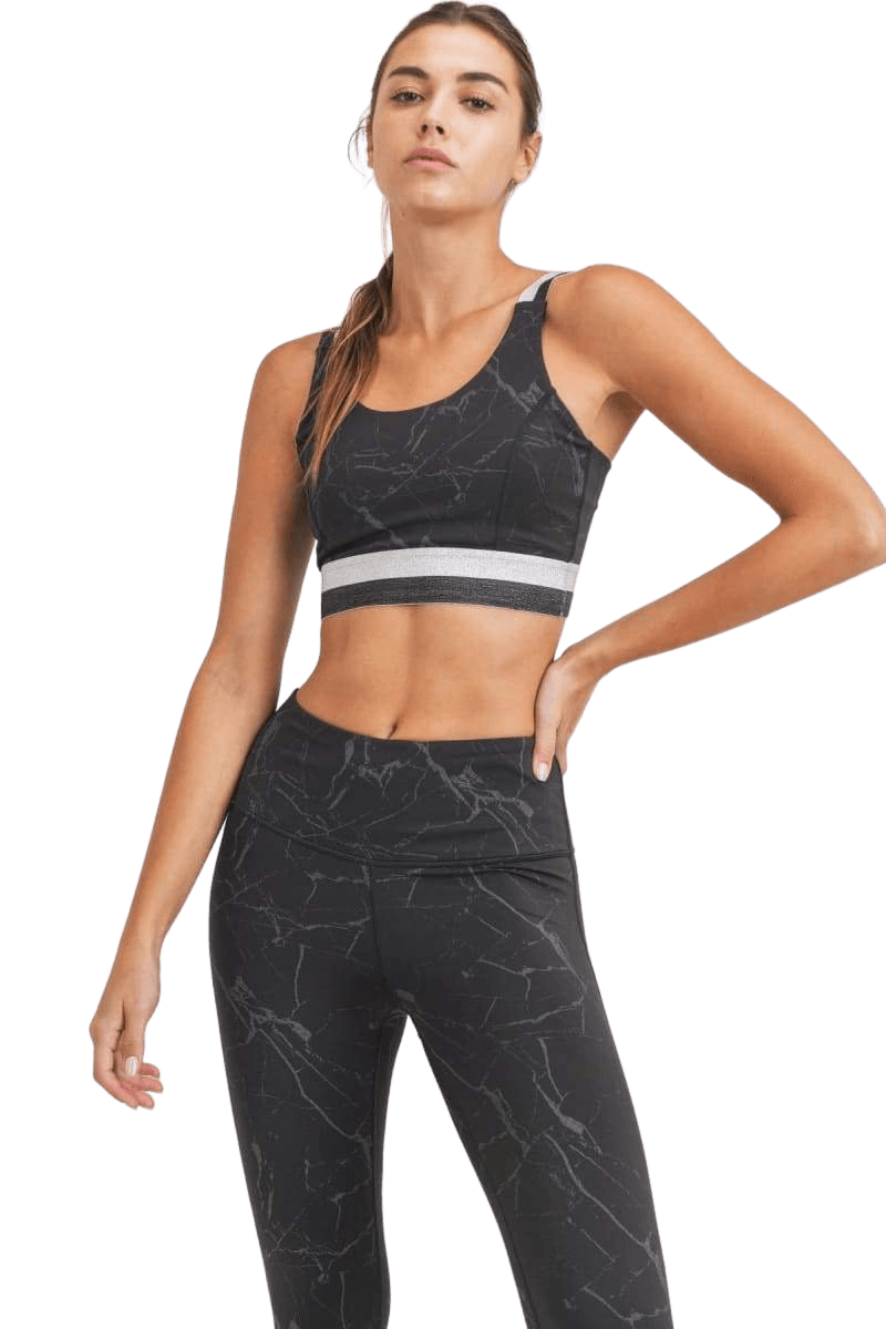 Mono B Marble Foil Print High-Waisted Leggings - Kota Wellness