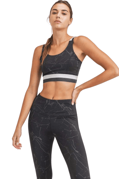 Mono B Marble Foil Print High-Waisted Leggings - Kota Wellness