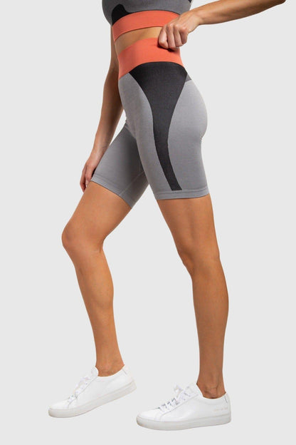 Mono B Seamless Color Block High-Waisted Biker Shorts - Grey - Kota Wellness