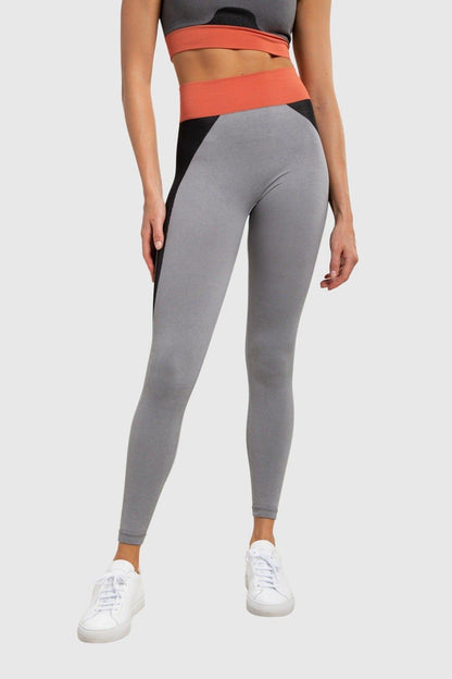 Mono B Seamless Color Block High-Waisted Leggings - Grey - Kota Wellness