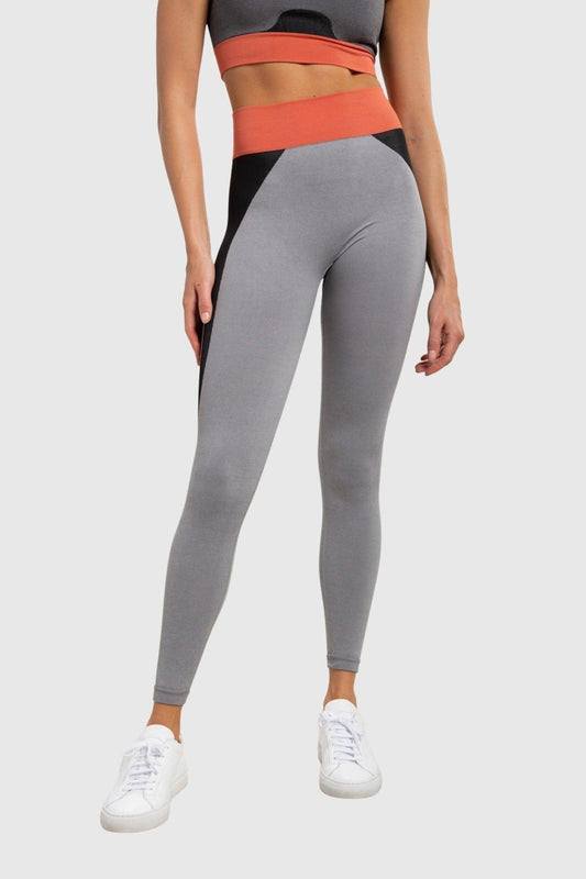 Mono B Seamless Color Block High-Waisted Leggings - Grey - Kota Wellness