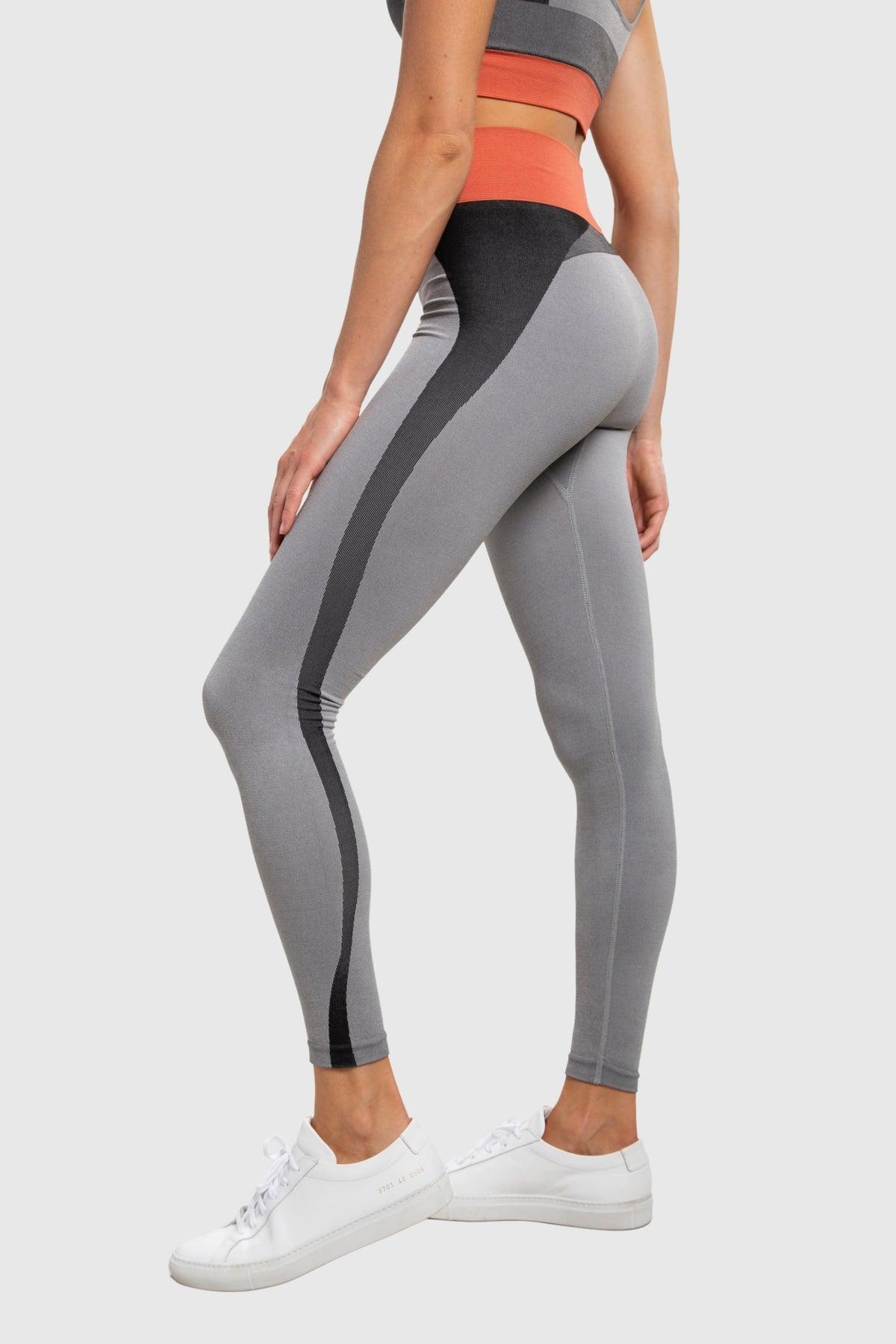 Mono B Seamless Color Block High-Waisted Leggings - Grey - Kota Wellness