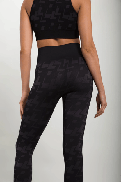 Mono B Seamless Geometric Print Leggings - Charcoal - Kota Wellness